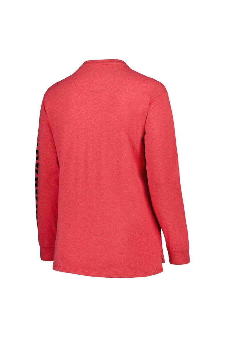Women's Pressbox Scarlet Ohio State Buckeyes Plus Size 2-Hit Canyon Long Sleeve T-Shirt, Alternate, color, Scarlet