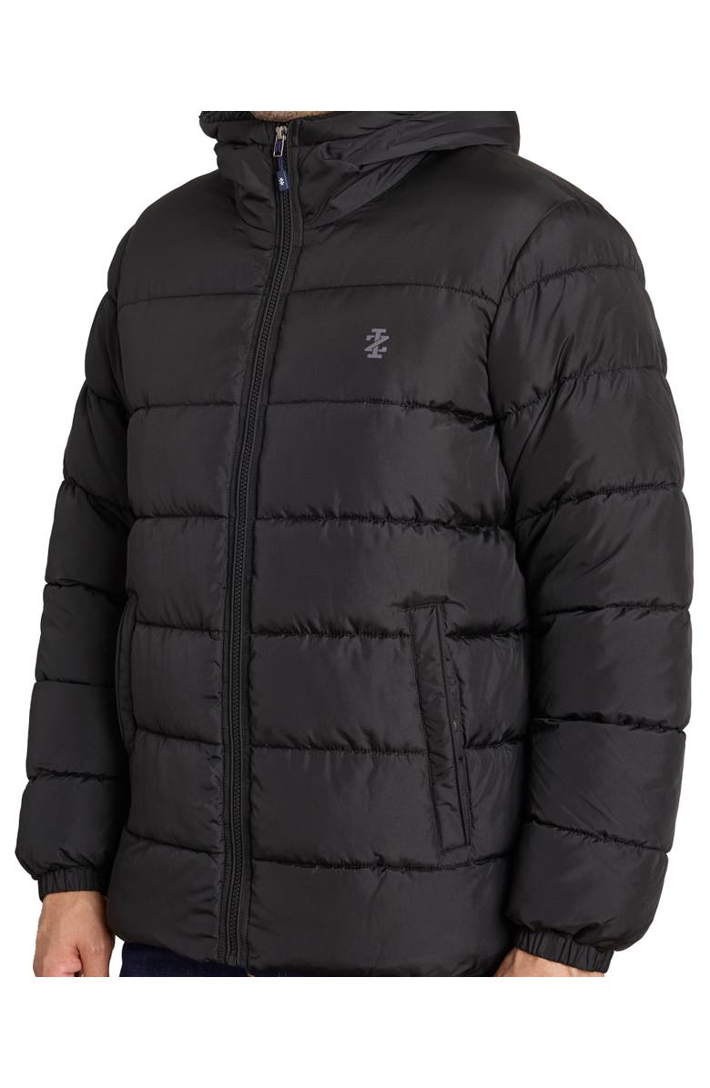 IZOD Men's Fleece Lined Hooded Heavyweight Puffer Jacket, Alternate, color, Black