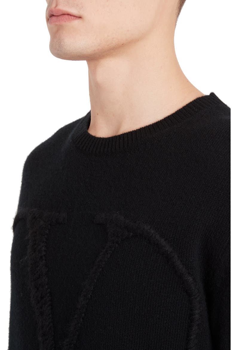VLOGO Crewneck Wool & Cashmere Sweater, Alternate, color, BLACK