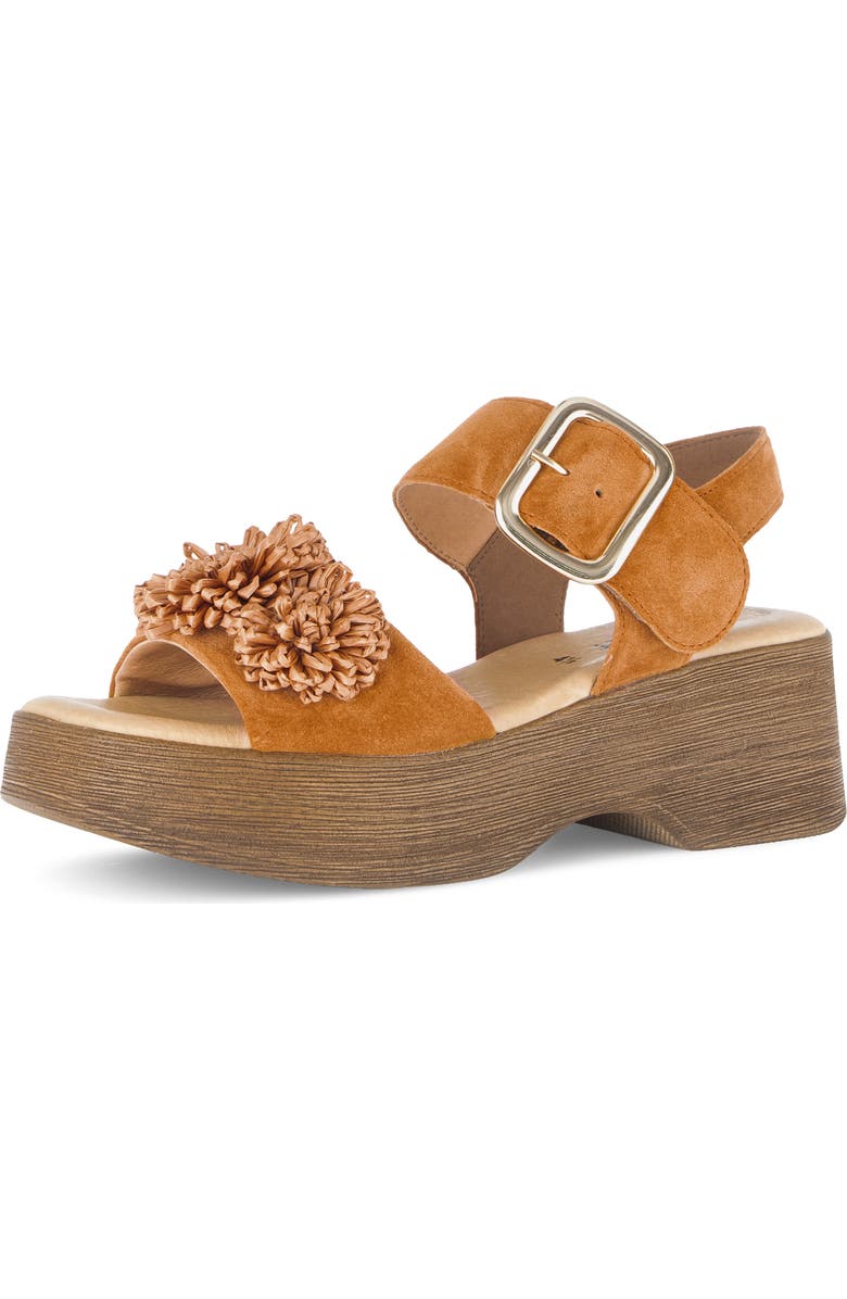 Gabor Raffia Appliqué Platform Sandal, Main, color, Valley