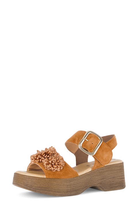 Raffia Appliqué Platform Sandal (Women)