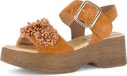 Gabor Raffia Appliqué Platform Sandal