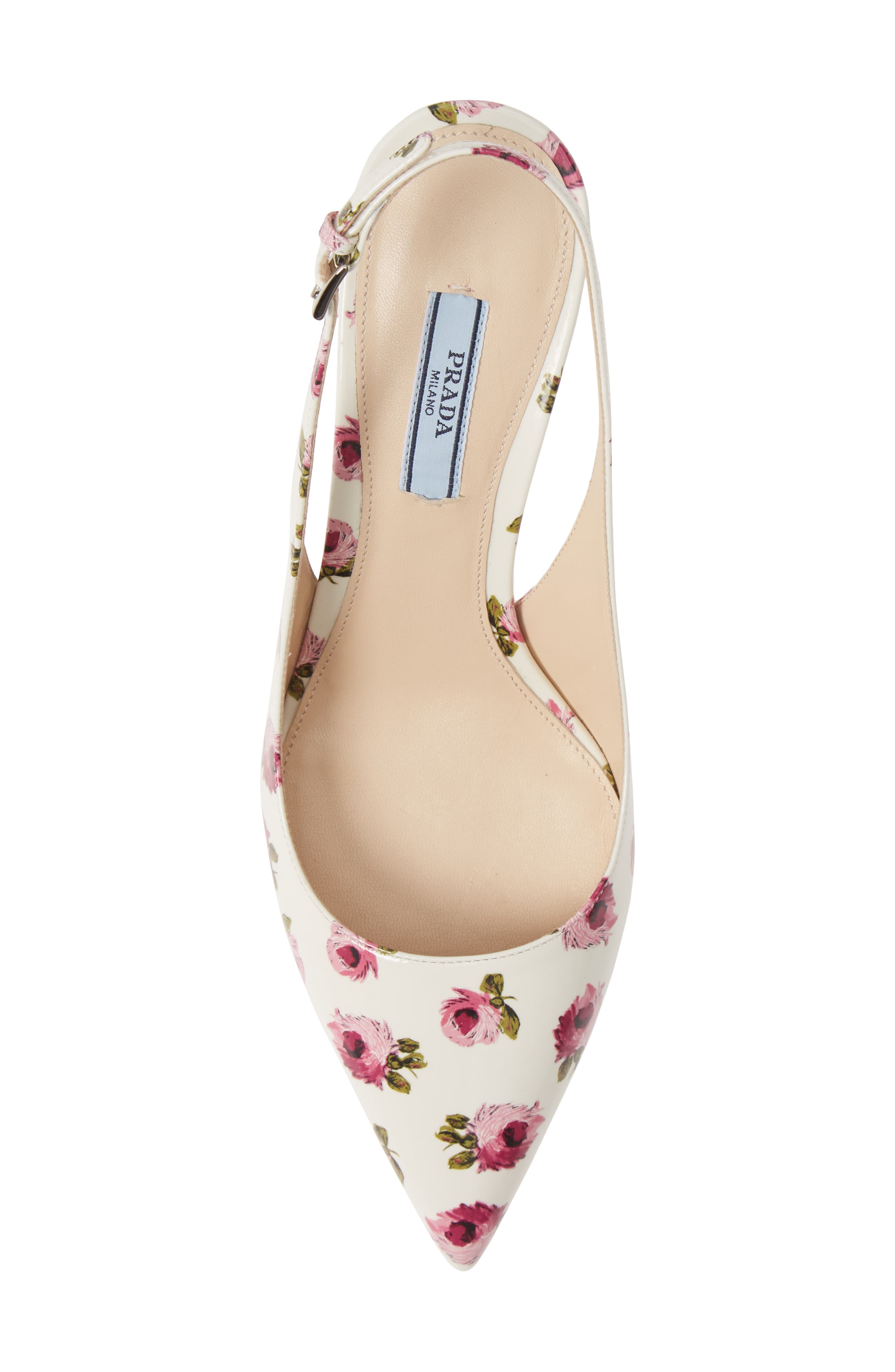 Prada Floral Pointed Toe Slingback Pump, Alternate, color, 