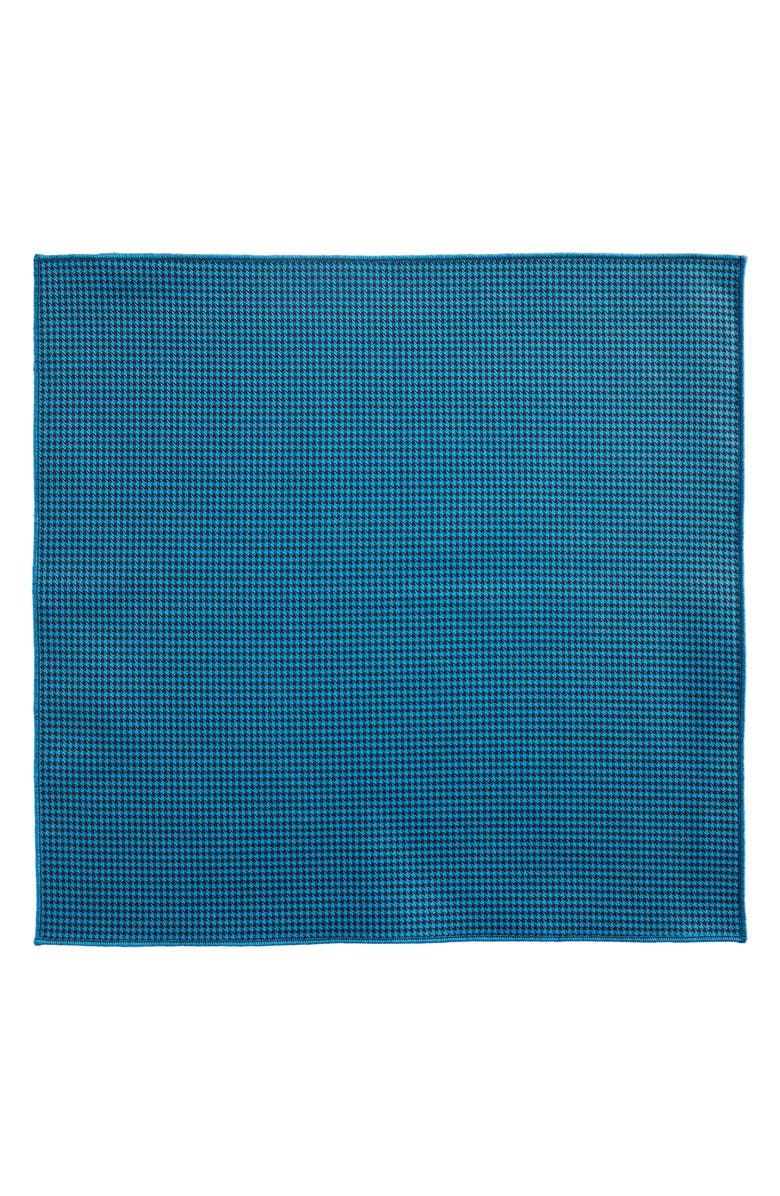 CLIFTON WILSON Houndstooth Cotton Pocket Square, Alternate, color, Blue
