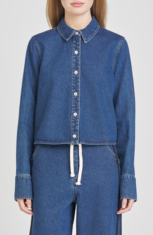 Wayf Mercer Denim Button-up Shirt In Blue