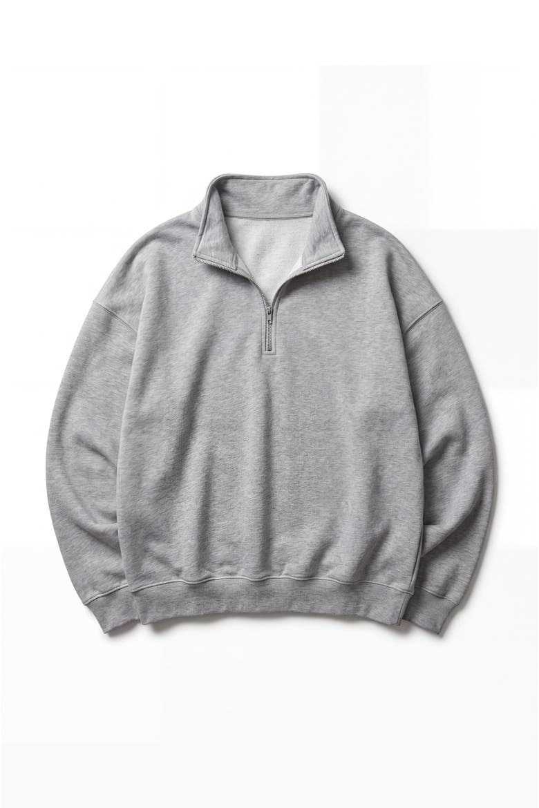 Oversized Quarter Zip Fleece Pullover, Alternate, color, Grey