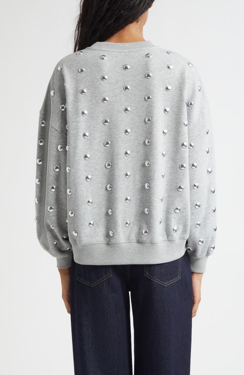 Cinq à Sept Studded Cotton Blend Sweatshirt, Alternate, color, Heather Grey/ Silver