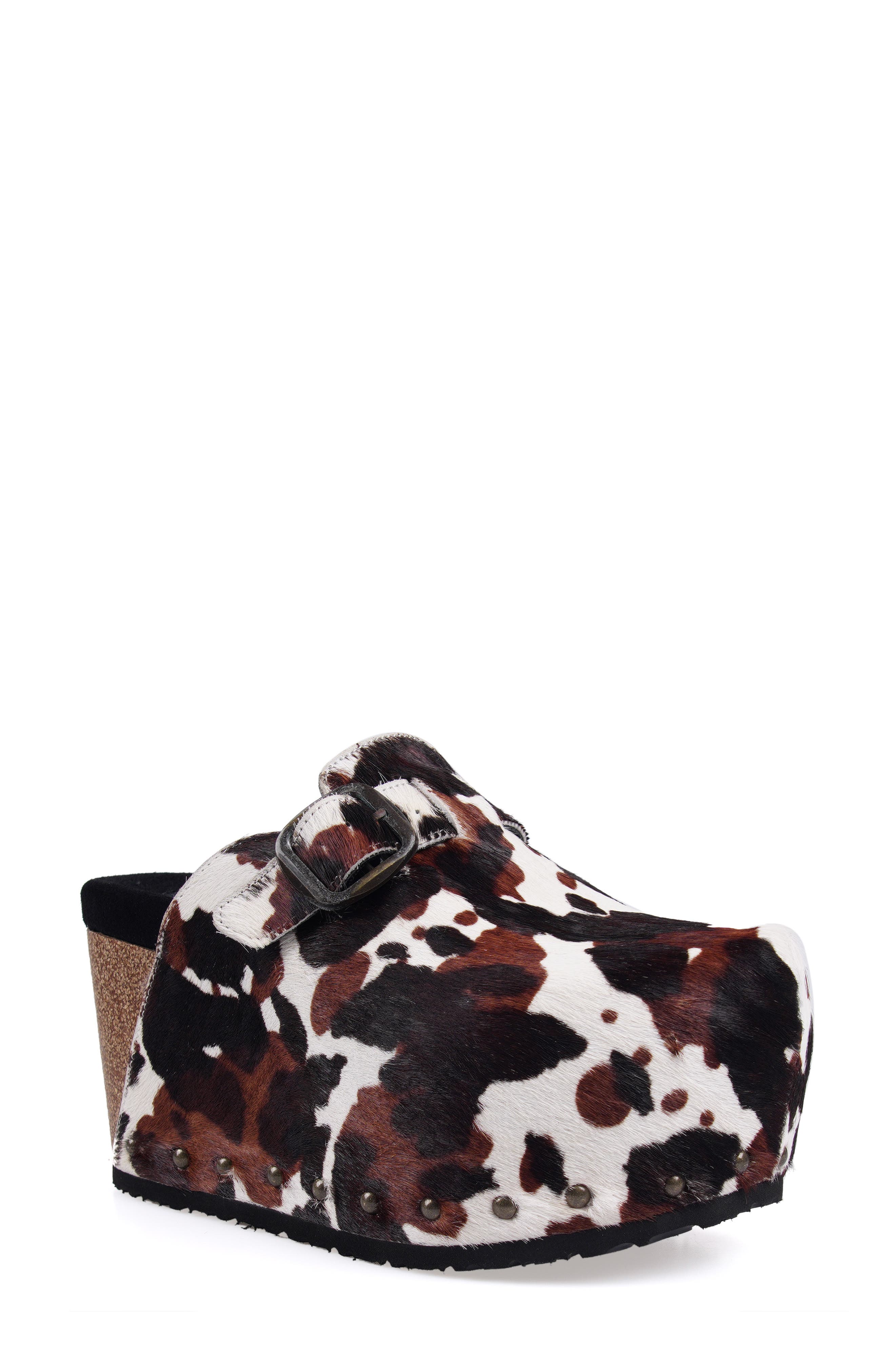 ZIGI Cuna Platform Clog, Main, color, Black Brown Calf Hair