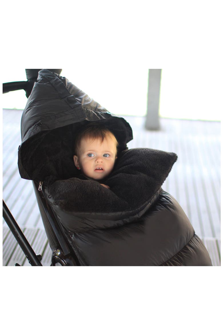 PlushPOD Fleece Lined Water Repellent Car/Seat Stroller Bunting, Alternate, color, BLACK PLUSH