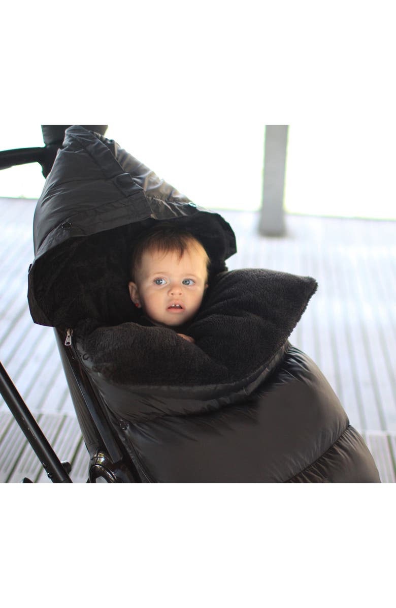 7 A.M. Enfant PlushPOD Fleece Lined Water Repellent Car/Seat Stroller Bunting, Alternate, color, Black Plush