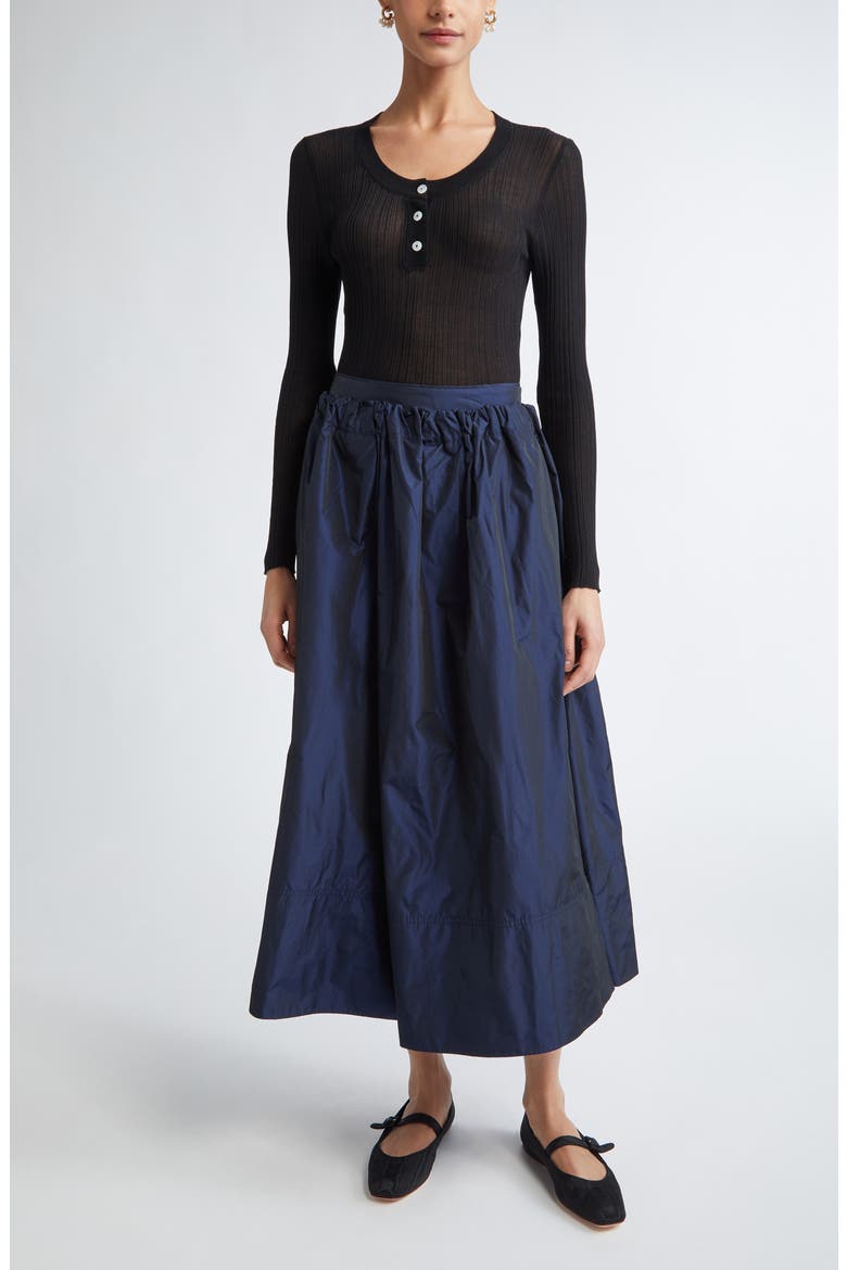 Keep Close Cotton & Silk Rib Henley, Alternate, color, NOIR