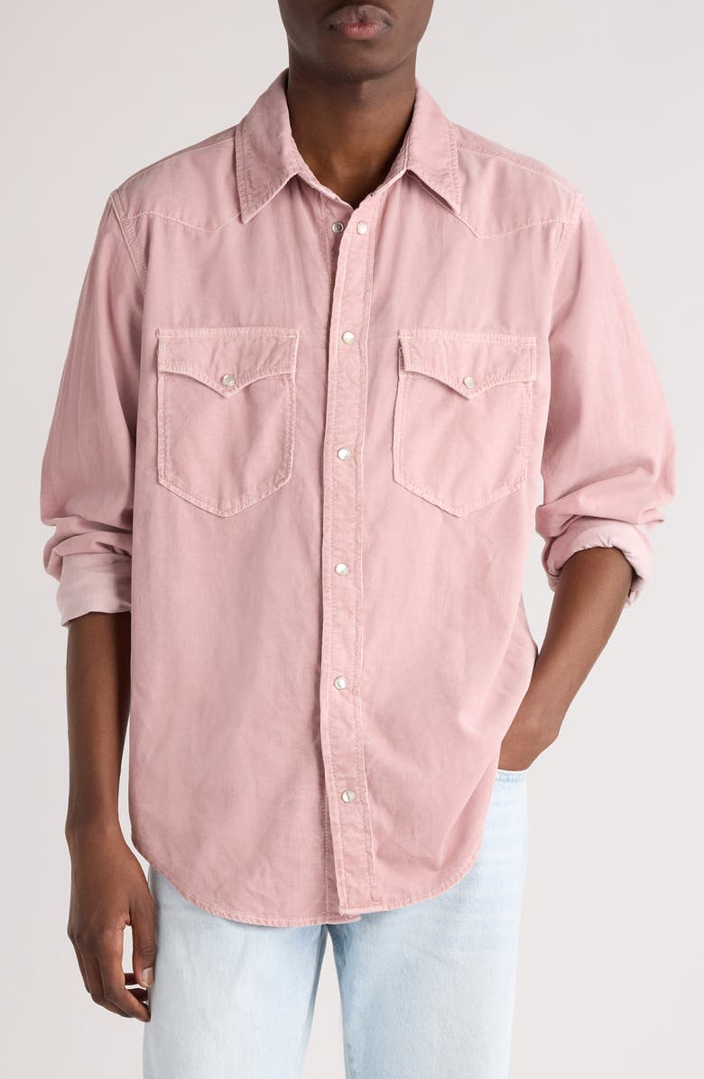 Isabel Marant Vasco Corduroy Snap-Up Shirt, Main, color, 