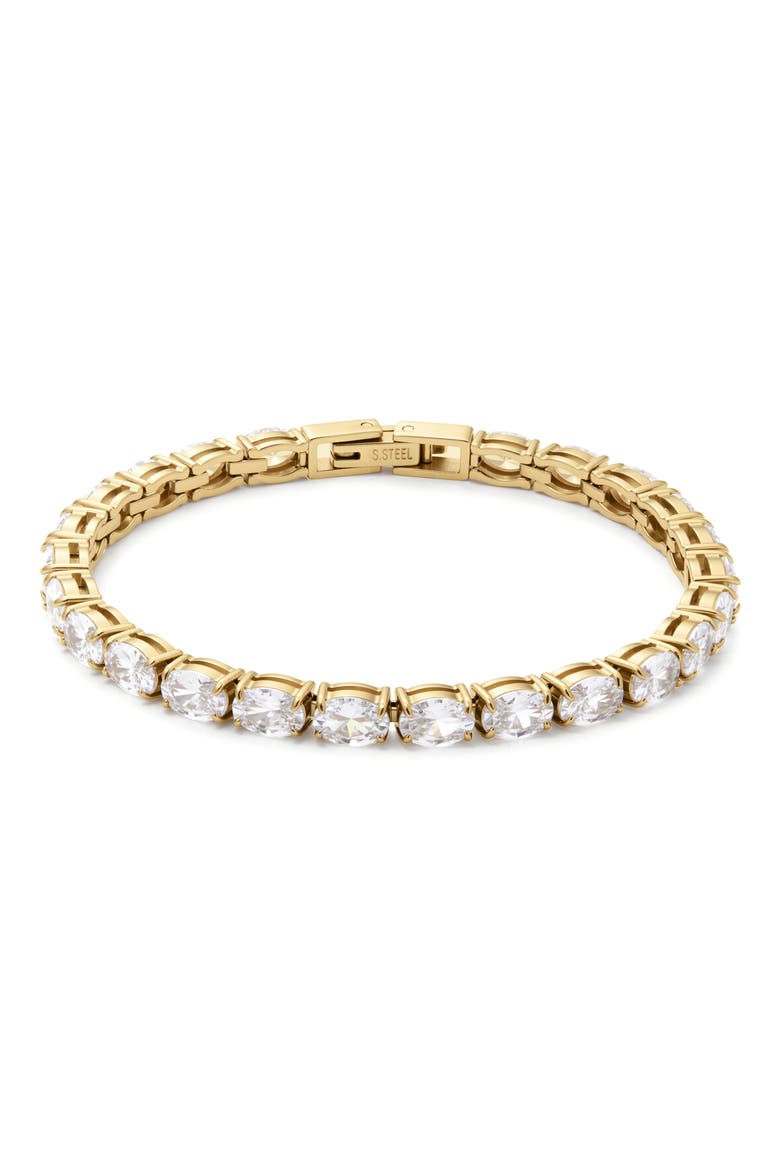 Oval Cubic Zirconia Tennis Bracelet, Main, color, GOLD