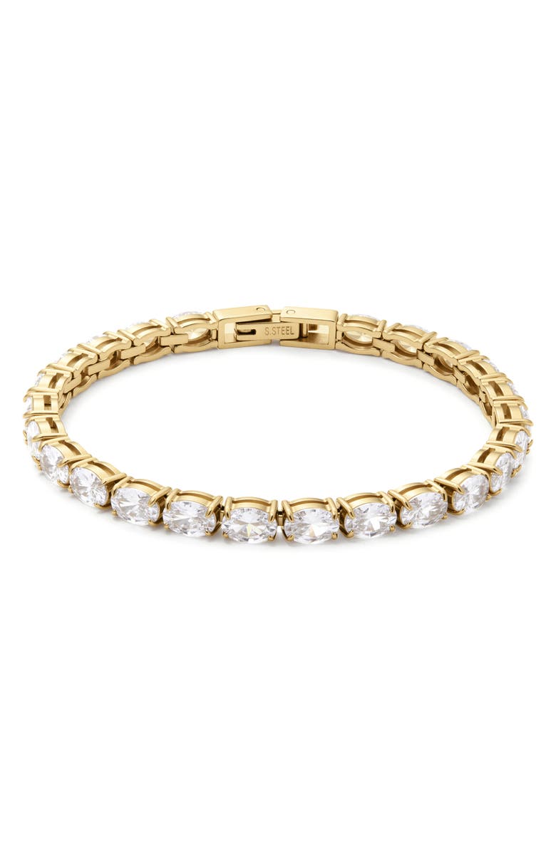 D.LOUISE Oval Cubic Zirconia Tennis Bracelet, Main, color, Gold