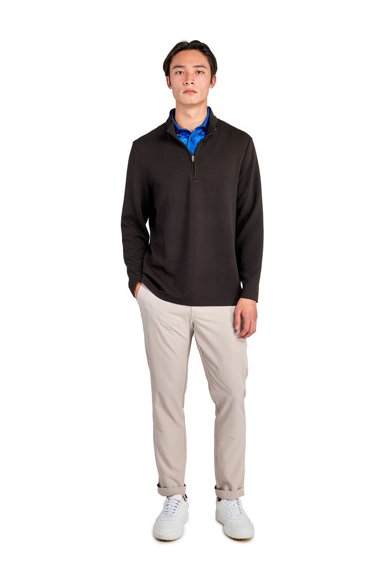 Regular Fit Solid Waffle Knit Recycled Performance Quarter Zip, Alternate, color, BLACK