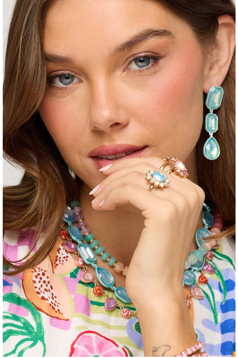 Bejeweled Square Drop Earrings, Main, color, BLUE