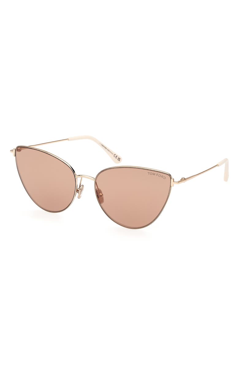 TOM FORD Anais 62mm Cat Eye Sunglasses, Alternate, color, Shiny Pale Gold/ Copper