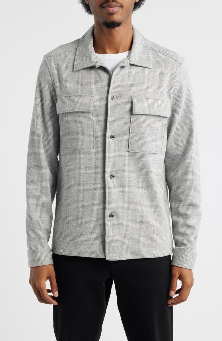 Reiss Laroy Grey Glen Check Button-Up Overshirt, Alternate, color, Soft Grey