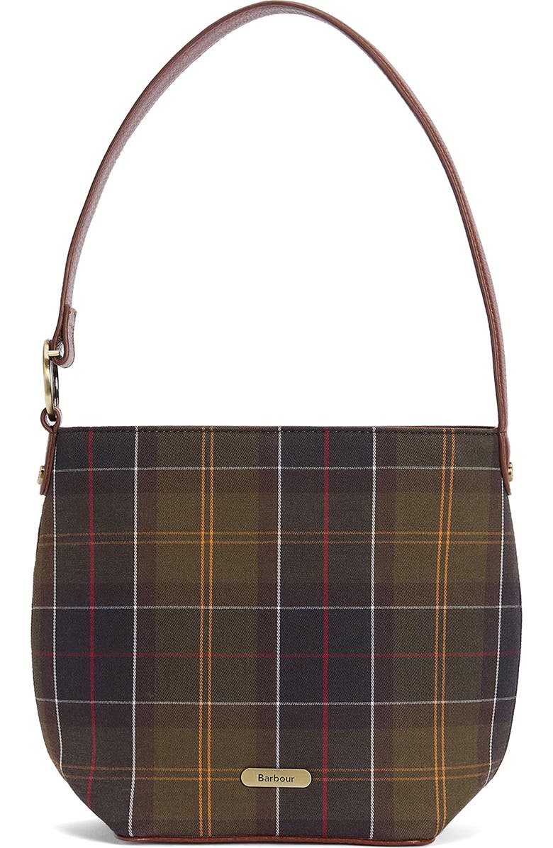 Barbour Cedar Tartan Bucket Tote, Main, color,