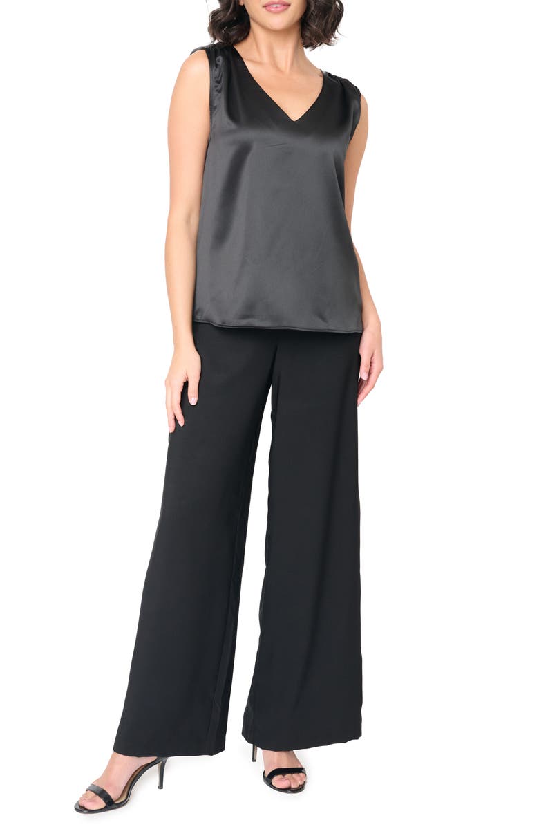 GIBSONLOOK Solstice Wide Leg Satin Pants, Alternate, color, Black