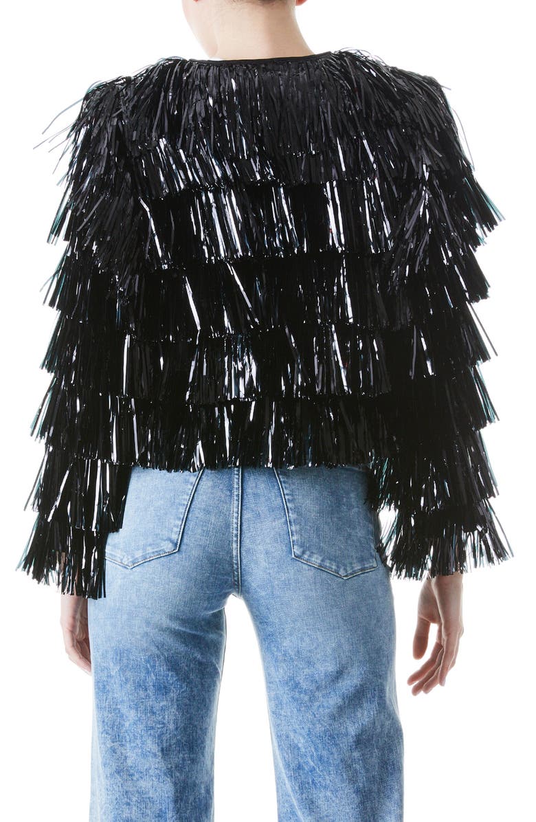 Alice + Olivia Fawn Fringe Tinsel Jacket, Alternate, color, 