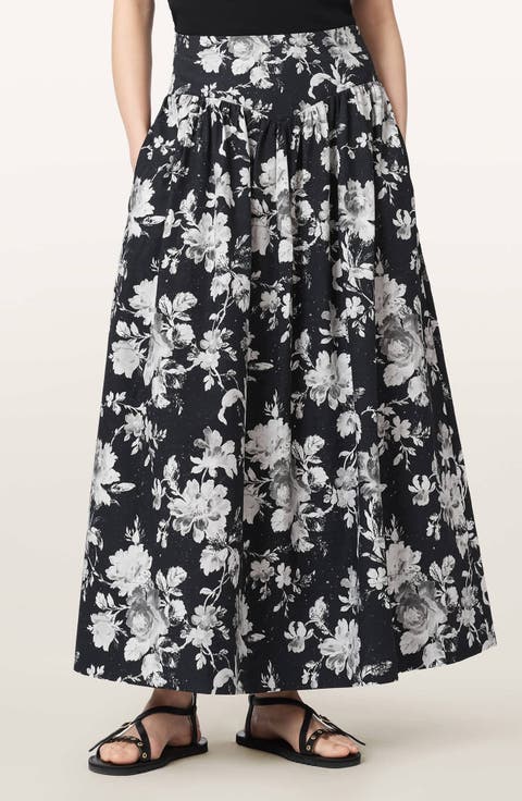 Levy Floral Print A-Line Skirt