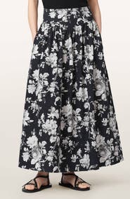 AllSaints Levy Floral Print A-Line Skirt