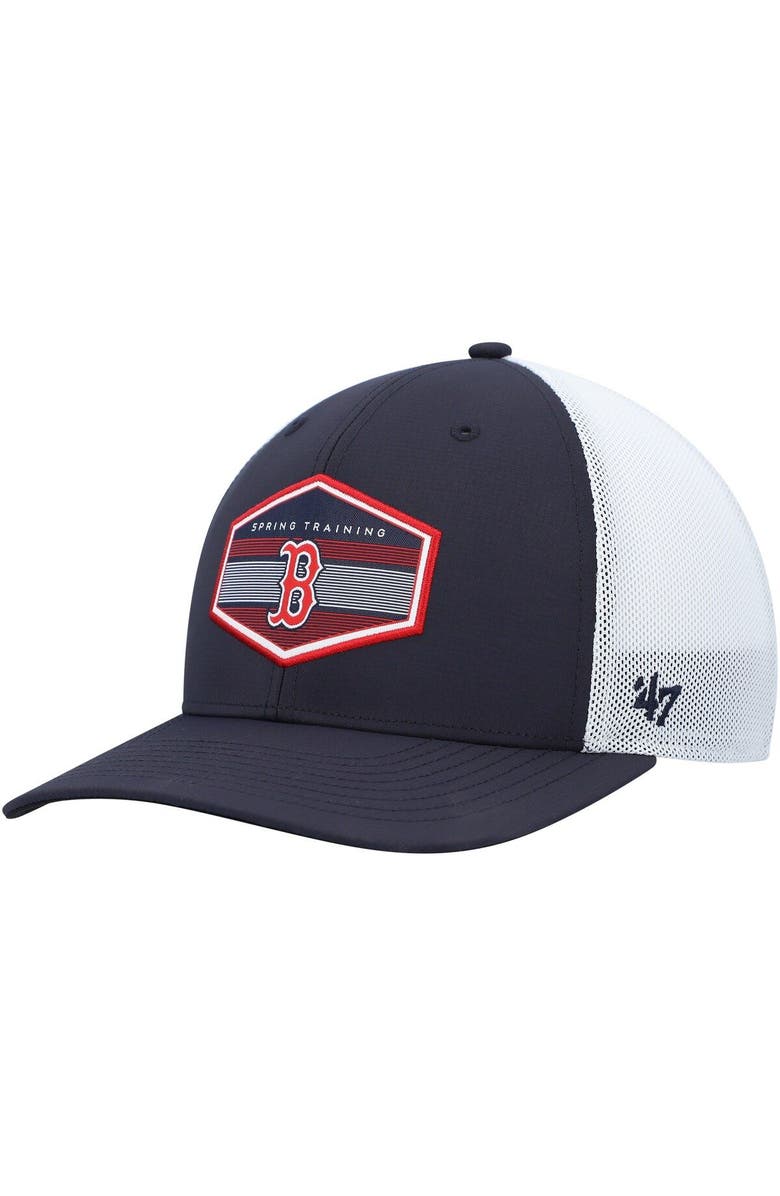 '47 Men's '47 Navy/White Boston Red Sox Spring Training Burgess Trucker Adjustable Hat, Main, color, Navy