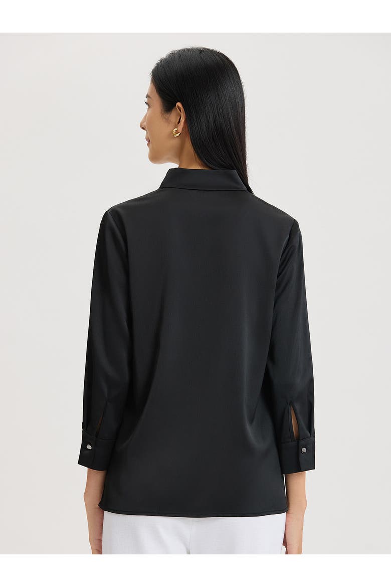 Embroidered Crepe de Chine Blouse, Alternate, color, Black/New Ivory