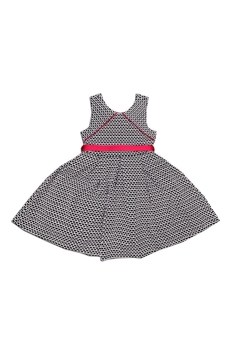 JOE-ELLA Kids' Houndstooth Print Dress, Main, color, Black