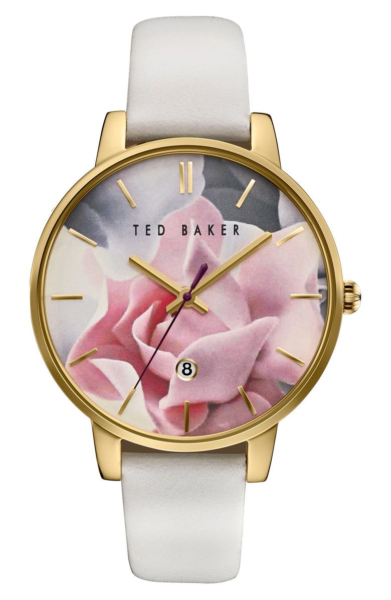 Ted Baker London Leather Strap Watch, 40mm, Main, color, 