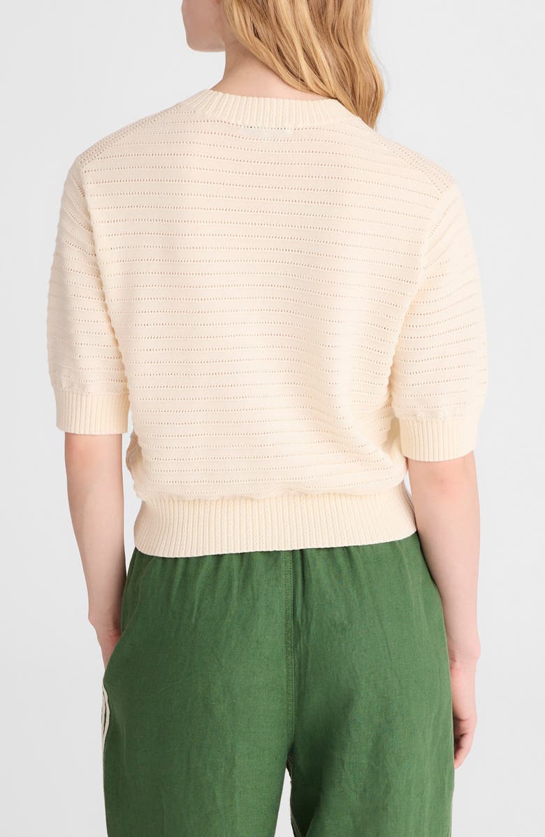 Madewell Textural Stitch Crewneck Cotton Sweater, Alternate, color, Vintage Ivory