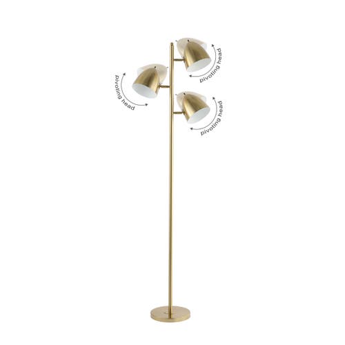 Jonathan Y Billy 66.5" 3-light Modern Contemporary Iron Led Floor Lamp In Brass Gold