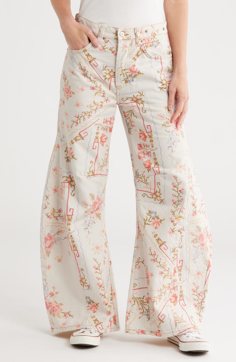 Free People Eden Print Flare Jeans, Main, color,