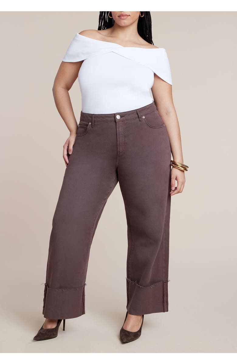 ELOQUII Twisted Off The Shoulder Sweater, Alternate, color, White