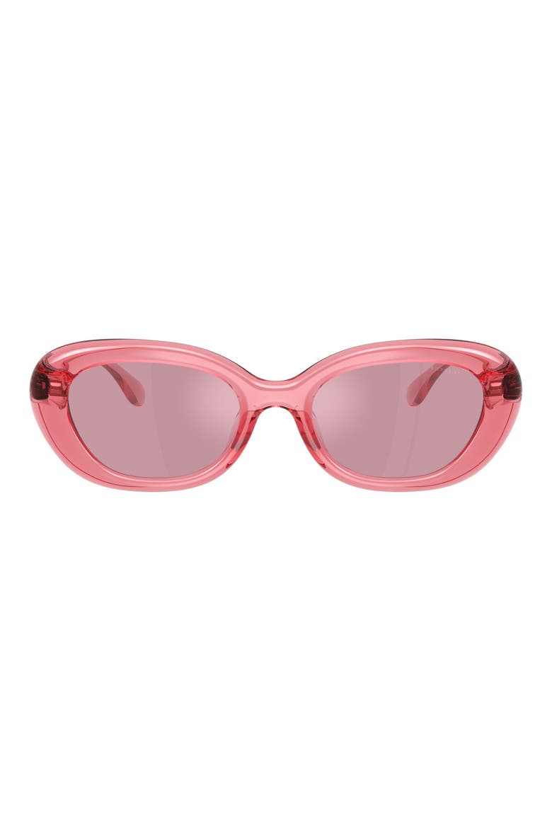 54mm Polarized Oval Sunglasses, Main, color, TRANSPARENT PINK / PINK MIRROR