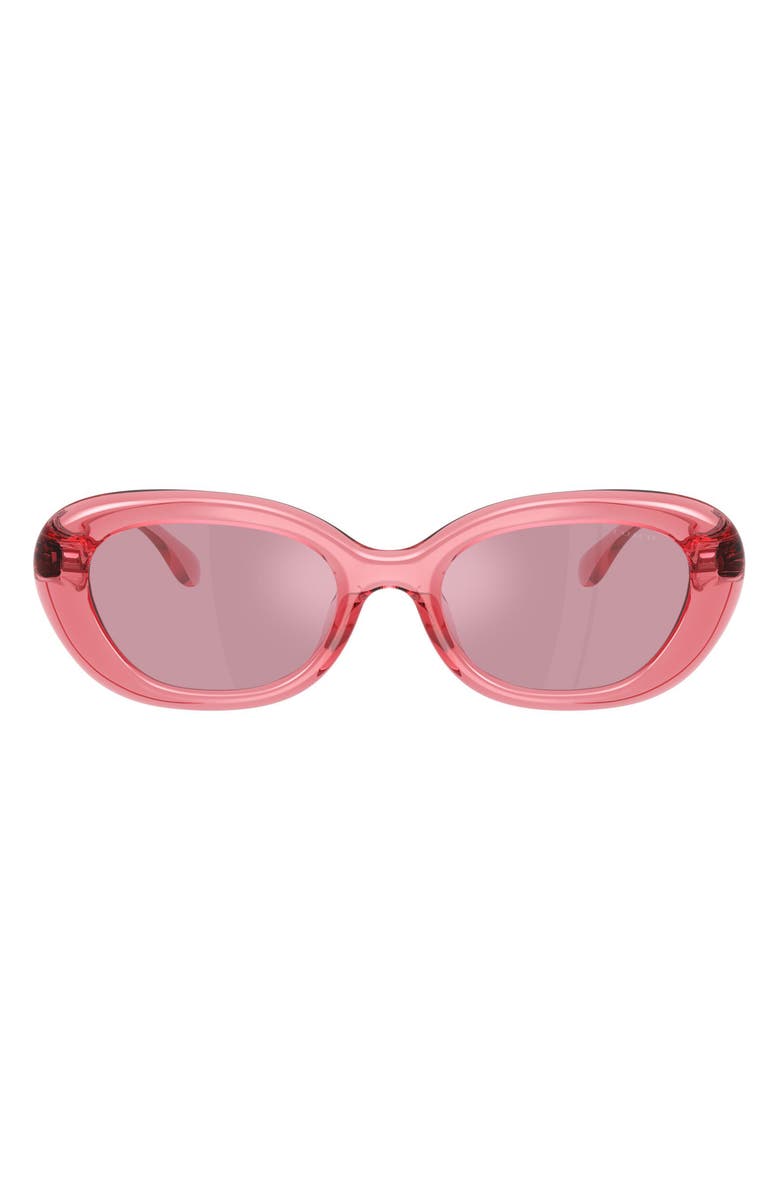 COACH 54mm Polarized Oval Sunglasses, Main, color, Transparent Pink / Pink Mirror