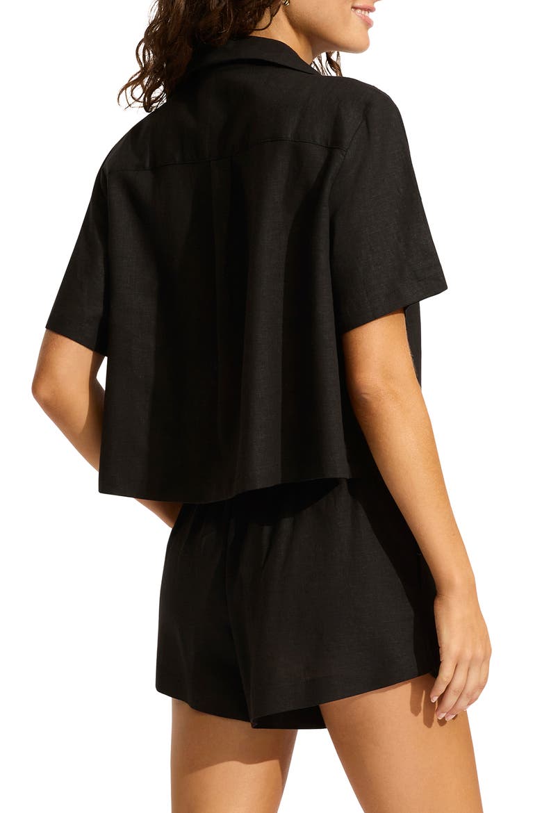 Palermo Tie Front Cover-Up Shirt, Alternate, color, BLACK
