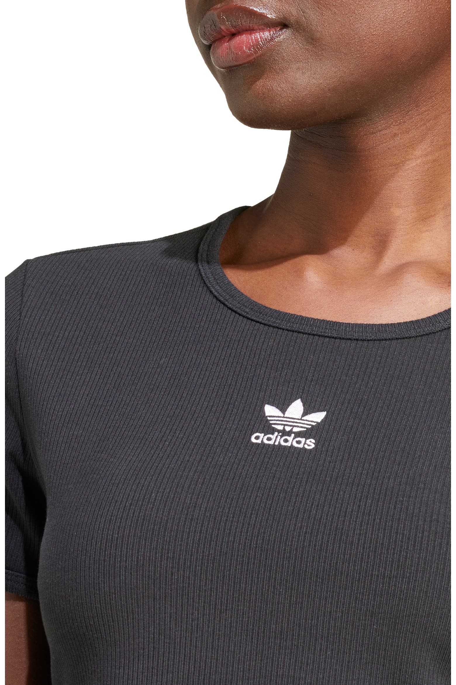 adidas Originals Essentials Trefoil Logo Crop Rib T-Shirt (Women ...
