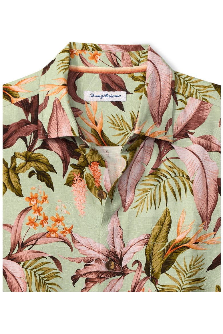 Jaded Blooms Short Sleeve Silk Button-Up Shirt, Alternate, color, MISTY JADE
