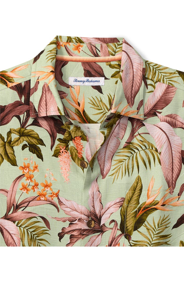 Tommy Bahama Jaded Blooms Short Sleeve Silk Button-Up Shirt, Alternate, color, 