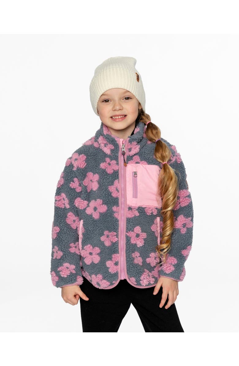 Deux par Deux Fleece Long Sleeve Flowers Jacket, Alternate, color, Pink Flowers