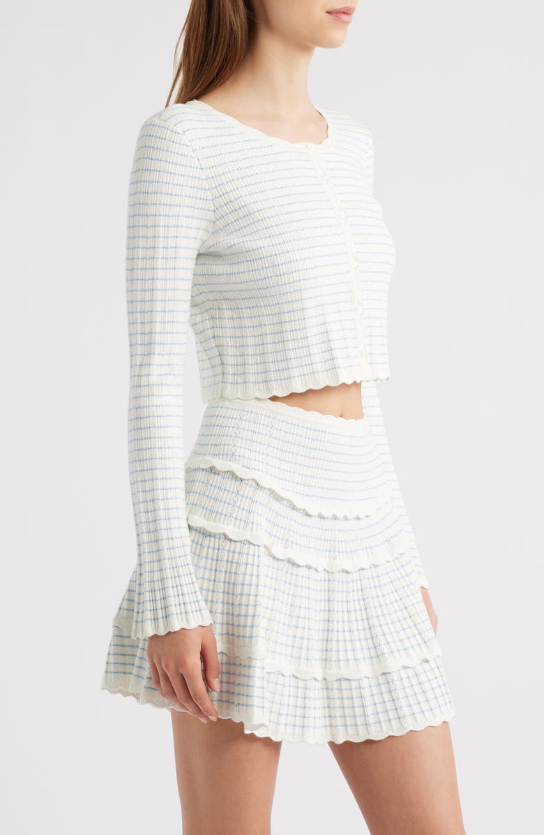 LoveShackFancy Media Stripe Pointelle Cardigan, Alternate, color, Sailor Stripes