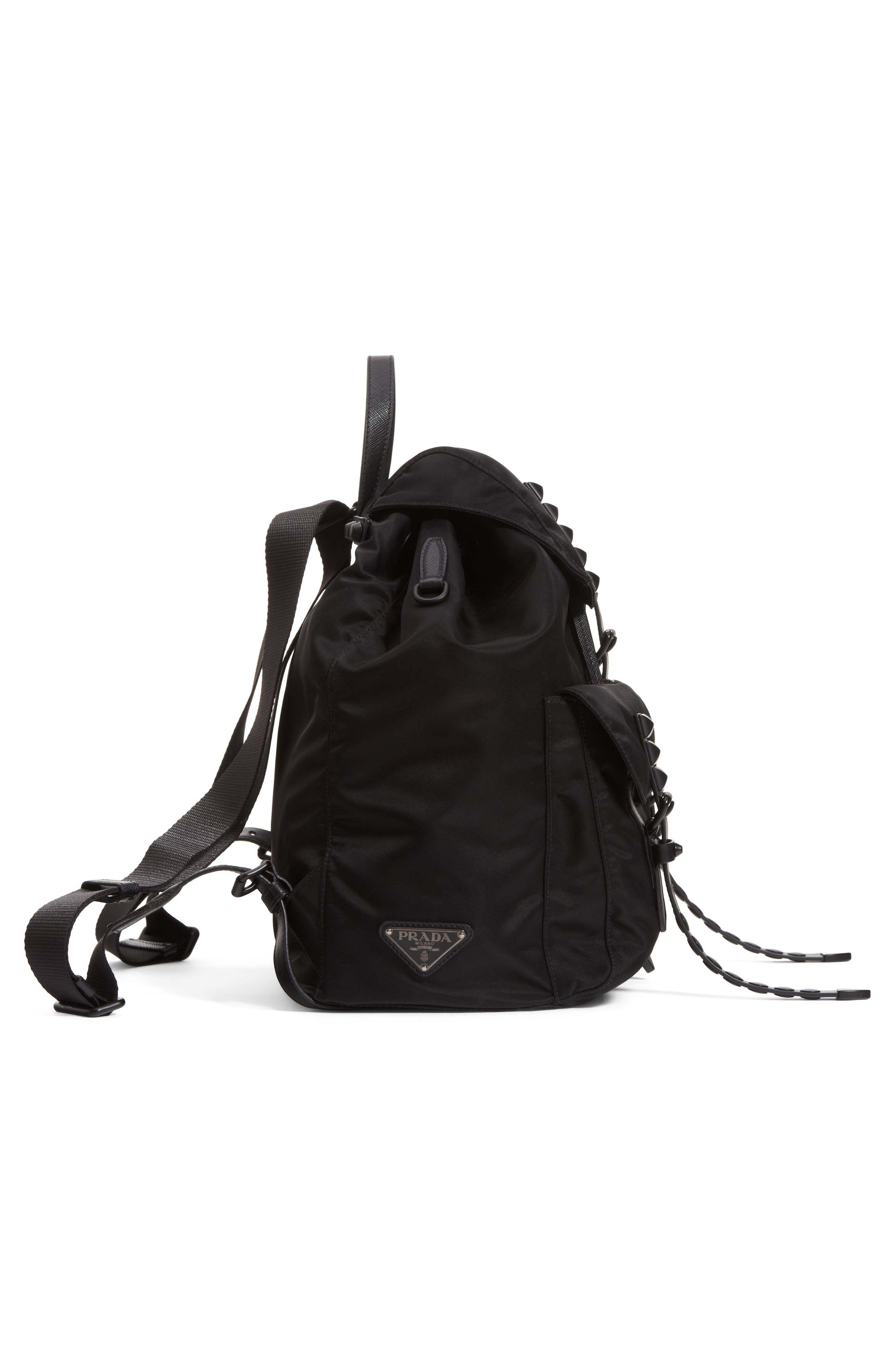 Studded Nylon Backpack, Alternate, color, NERO 1