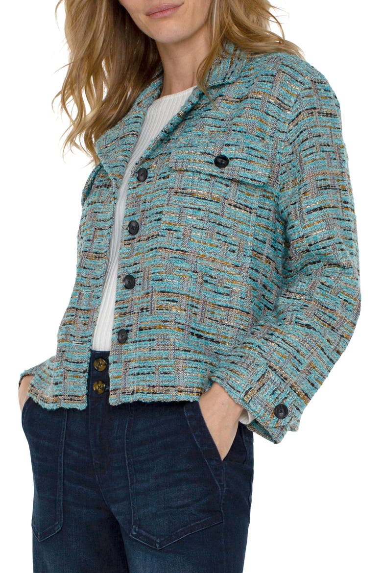 Boxy Bouclé Shacket, Alternate, color, OCEAN BOUCLE