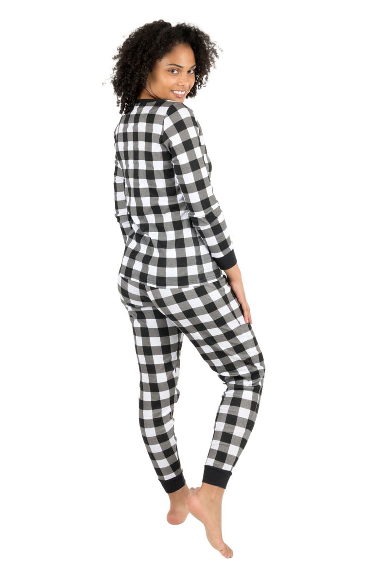 Leveret Women's Cotton Plaid Matching Family Holiday Pajamas, Alternate, color, Plaid Black & White