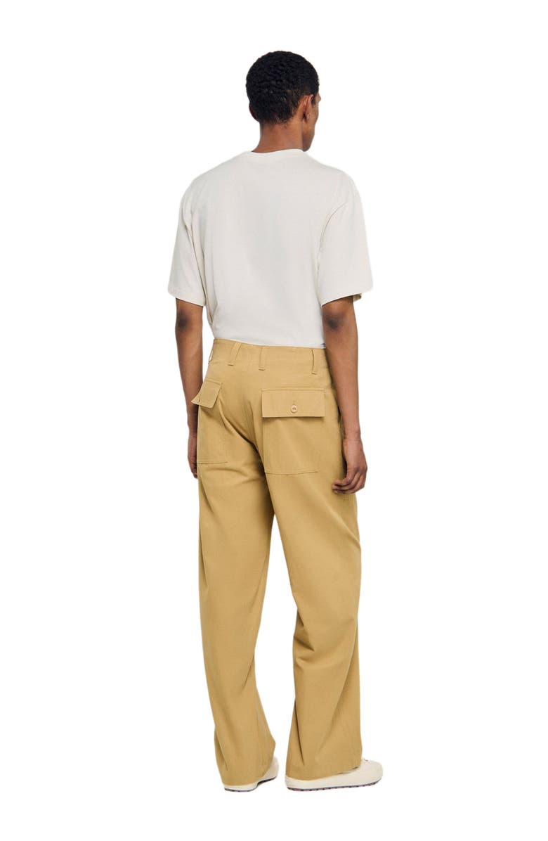 SANDRO Wide-leg cotton trousers, Alternate, color, Ocher Yellow