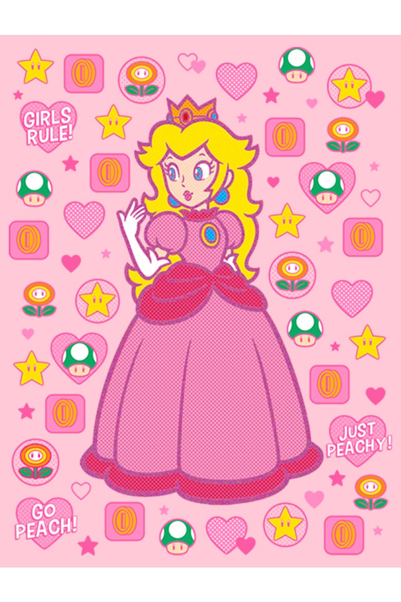 Girl's Nintendo Princess Peach Girls Rule  Graphic T-Shirt, Alternate, color, Light Pink