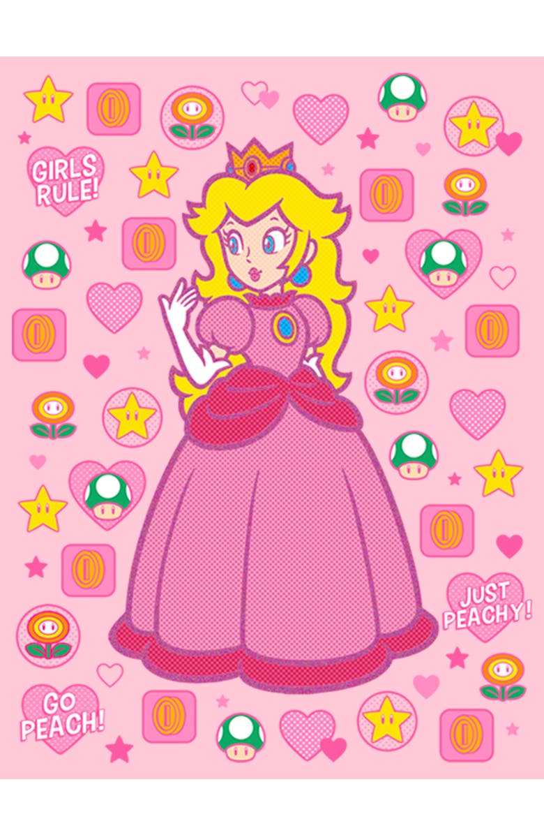 NINTENDO Girl's Nintendo Princess Peach Girls Rule Graphic T-Shirt, Alternate, color, Light Pink