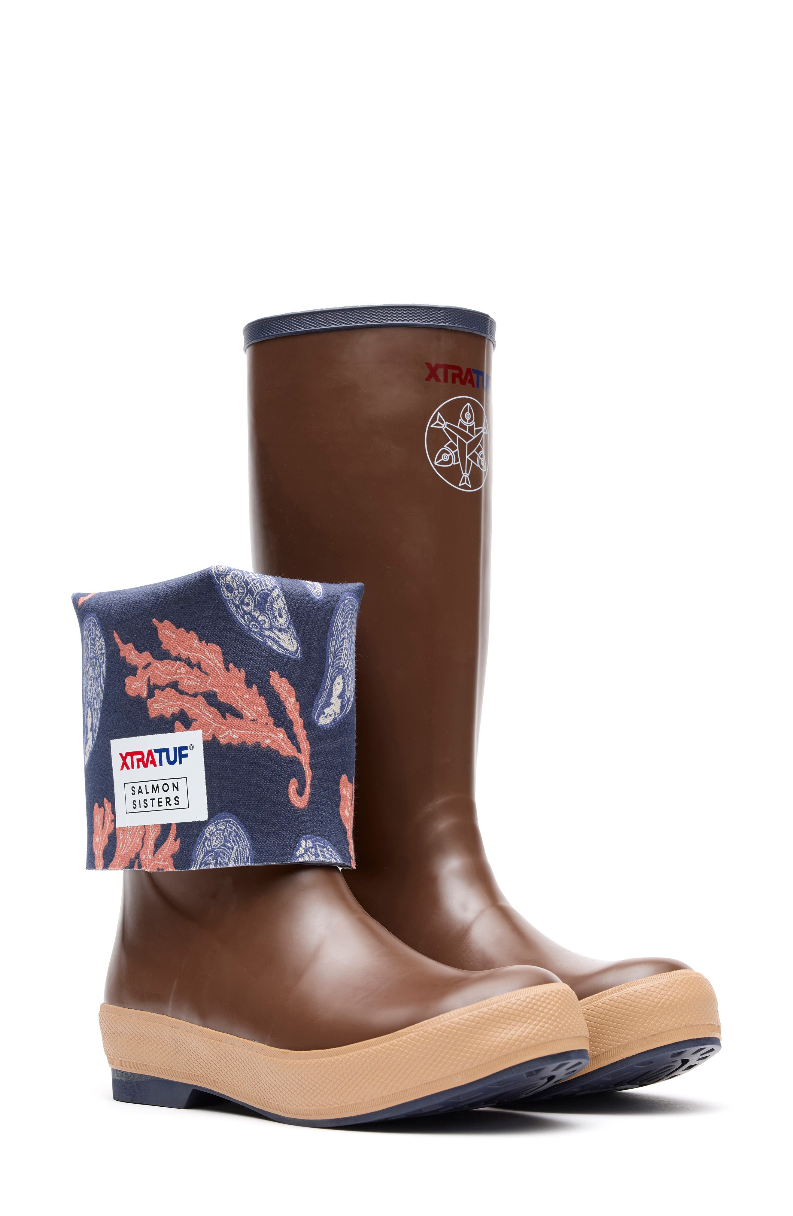 XTRATUF x Salmon Sisters 15-Inch Legacy Waterproof Boot, Alternate, color, Brown/Kelp/Oyster